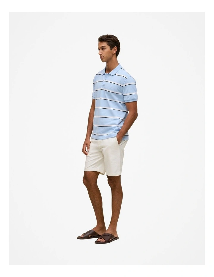 Cotton Pique Double Stripe Polo in Blue Marble image 4