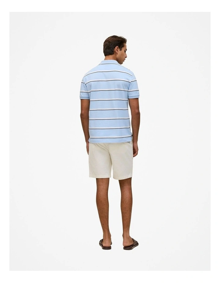 Cotton Pique Double Stripe Polo in Blue Marble image 5