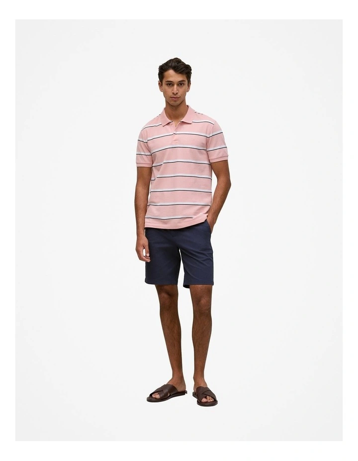 Cotton Pique Double Stripe Polo in Light Pink image 3