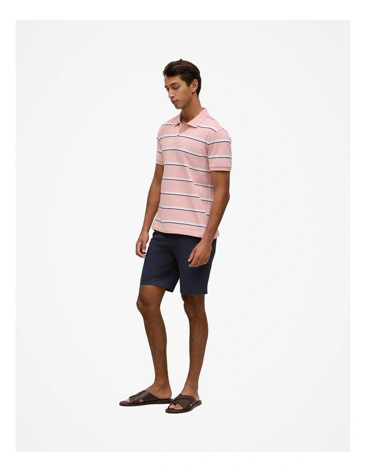 Cotton Pique Double Stripe Polo in Light Pink image 5
