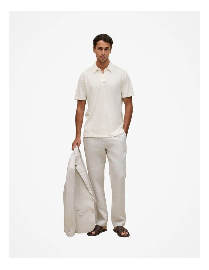 Linen Cotton Jersey Polo in Parchment image 2