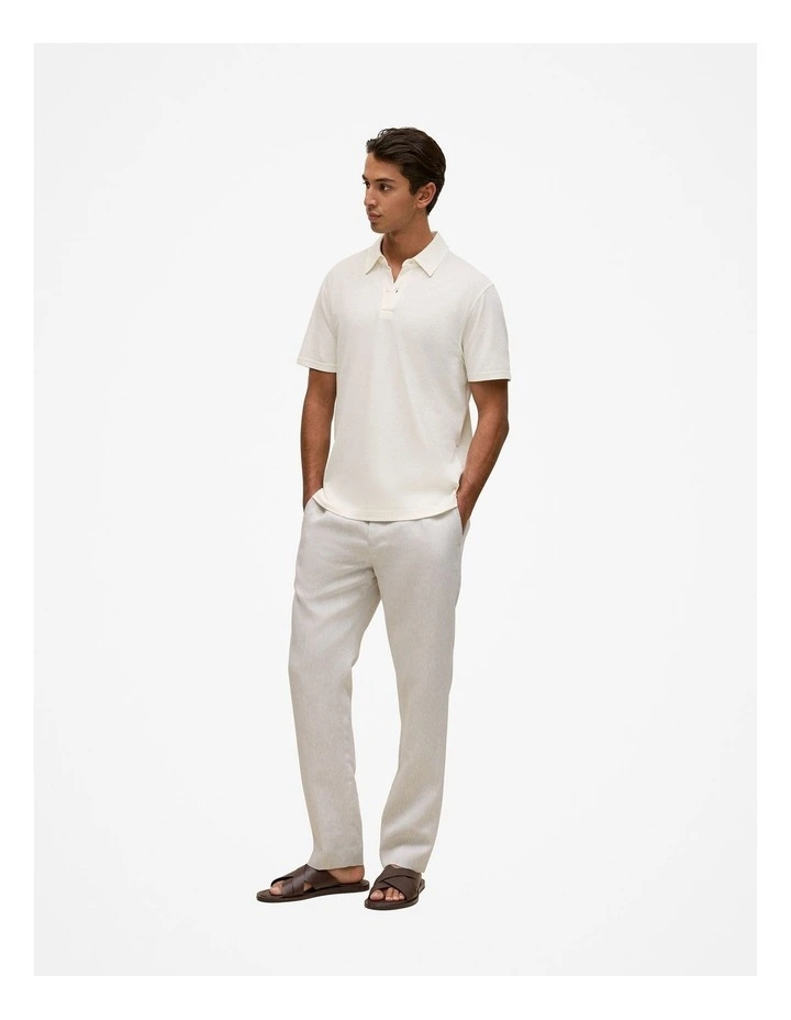 Linen Cotton Jersey Polo in Parchment image 4