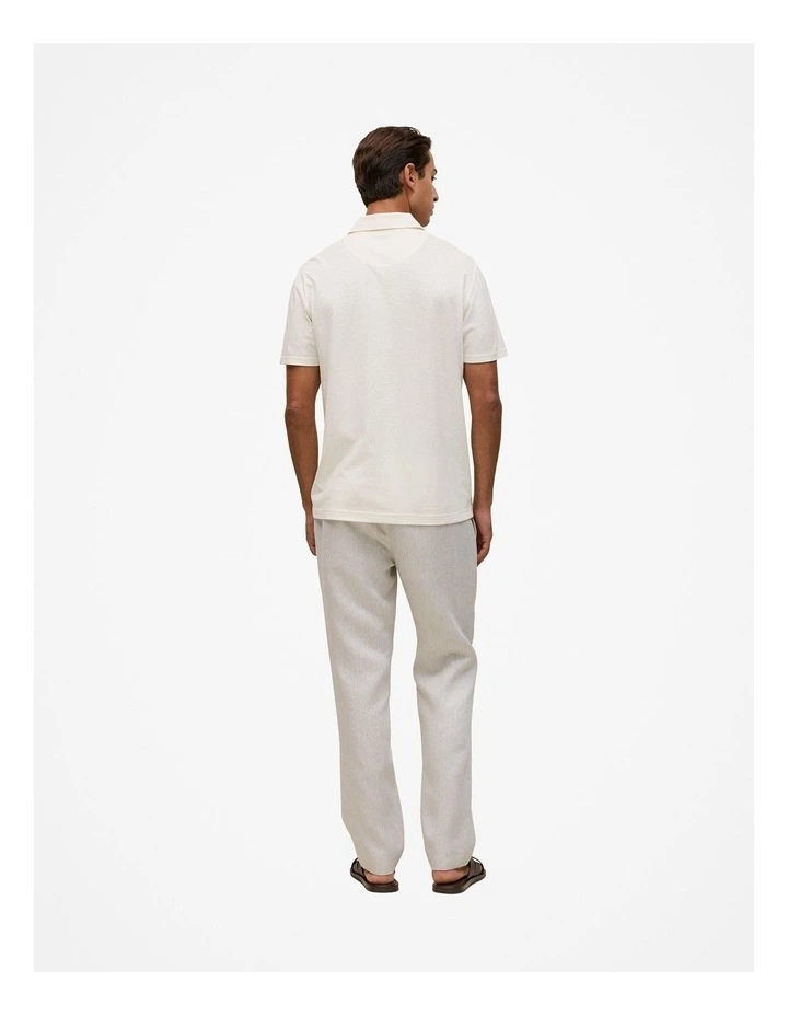 Linen Cotton Jersey Polo in Parchment image 5