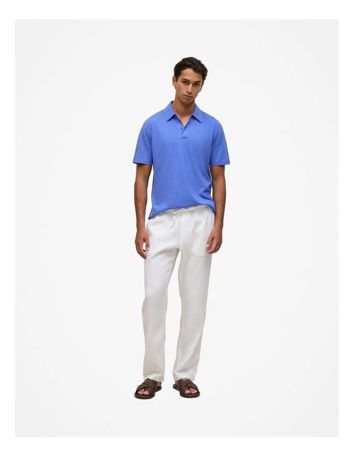 Linen Cotton Jersey Polo in Vivid Blue image 2