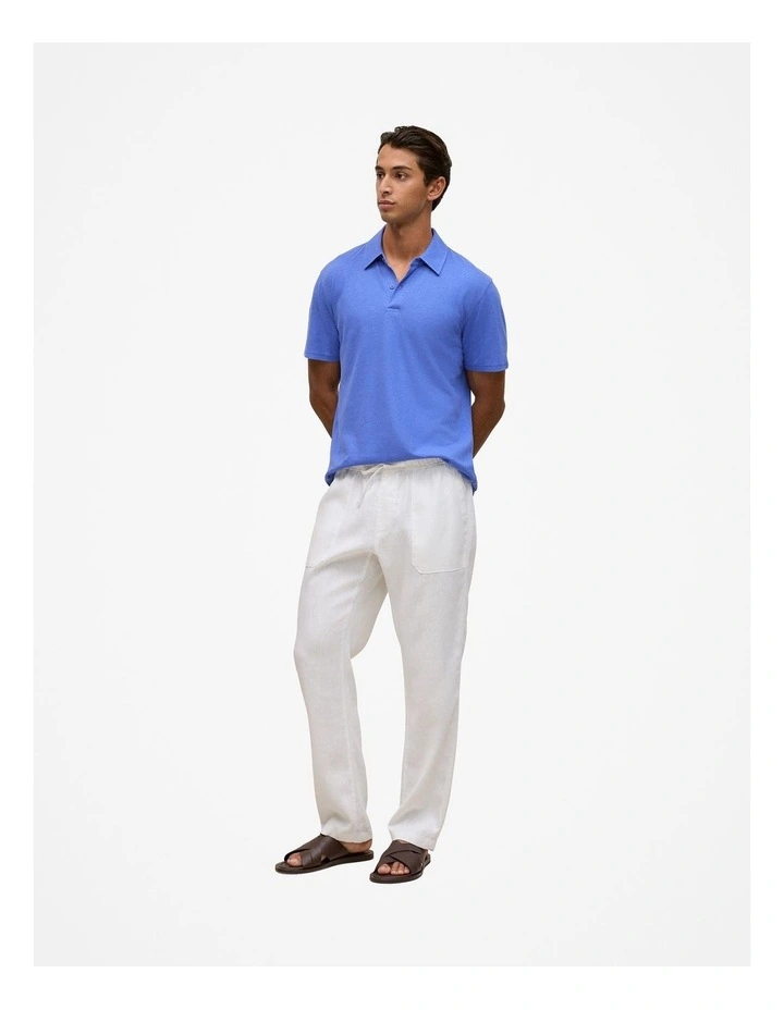 Linen Cotton Jersey Polo in Vivid Blue image 4