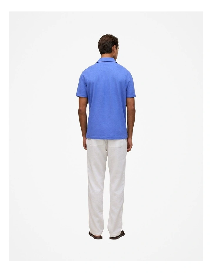 Linen Cotton Jersey Polo in Vivid Blue image 5
