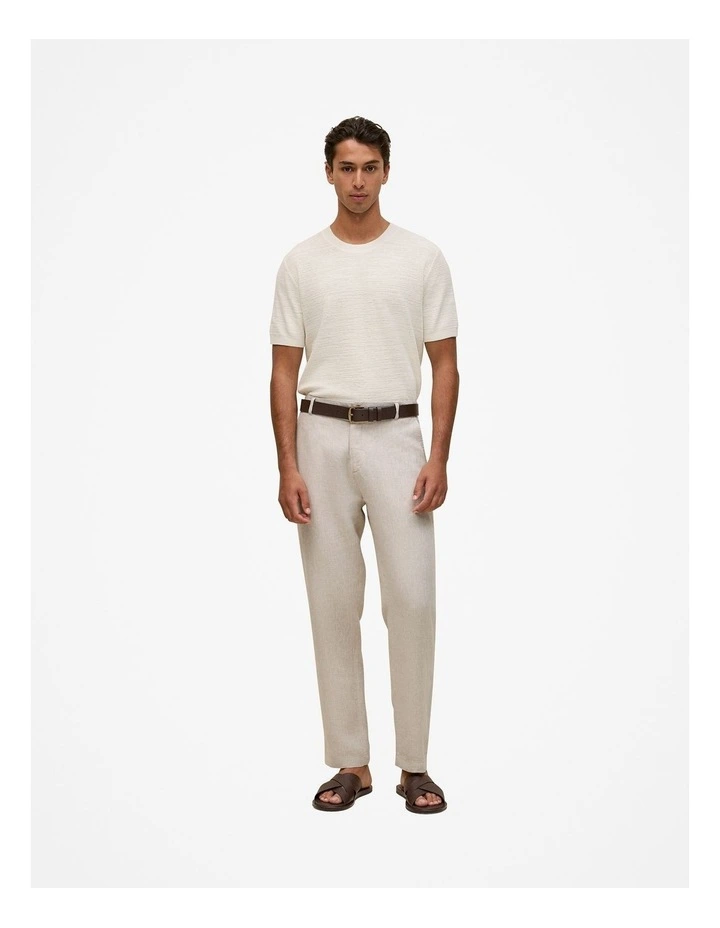 Cotton Linen Racking Stitch T-shirt in Parchment image 3