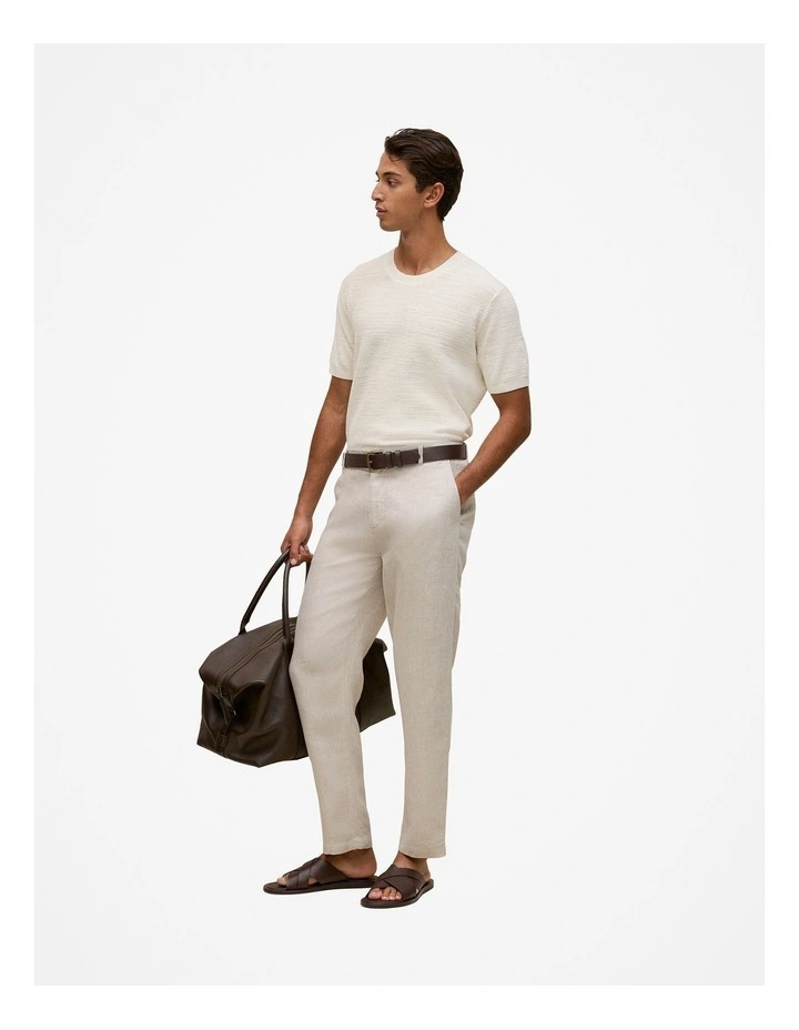 Cotton Linen Racking Stitch T-shirt in Parchment image 5