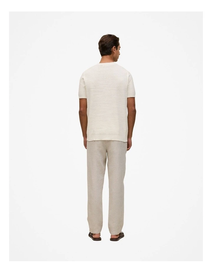 Cotton Linen Racking Stitch T-shirt in Parchment image 6