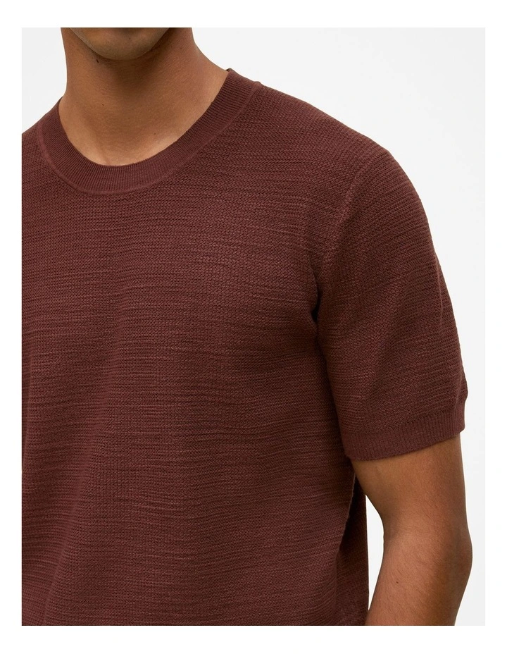 Cotton Linen Racking Stitch T-shirt in Espresso image 4