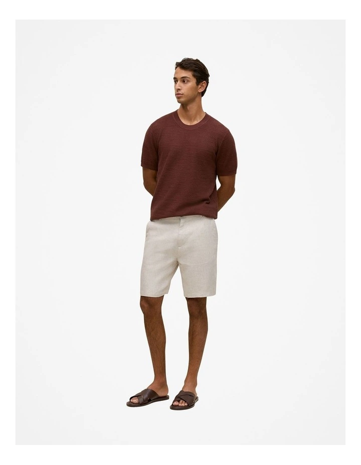 Cotton Linen Racking Stitch T-shirt in Espresso image 5