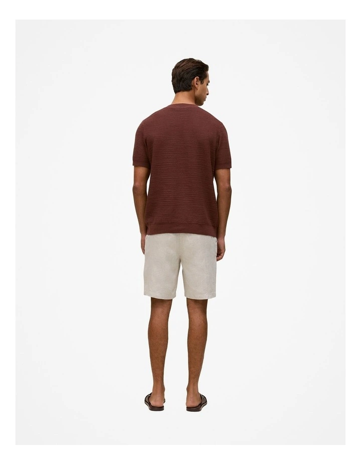 Cotton Linen Racking Stitch T-shirt in Espresso image 6