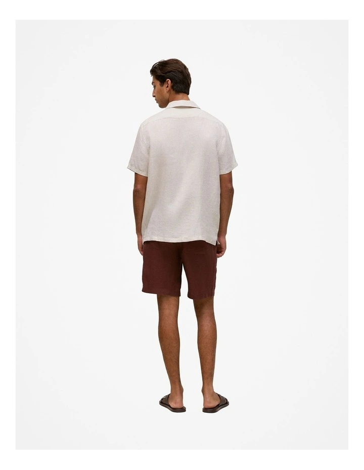 Linen Pocket Detail Short Sleeve Shirt in Flax image 6
