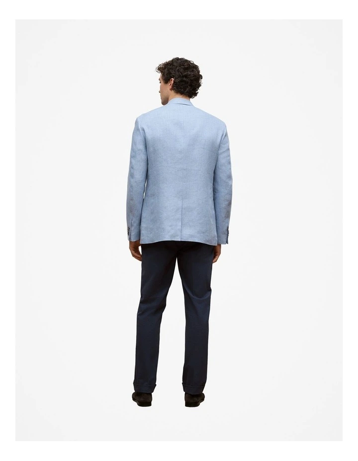 Regular Fit Yarn Dyed Linen Blazer in Dusty Blue image 6