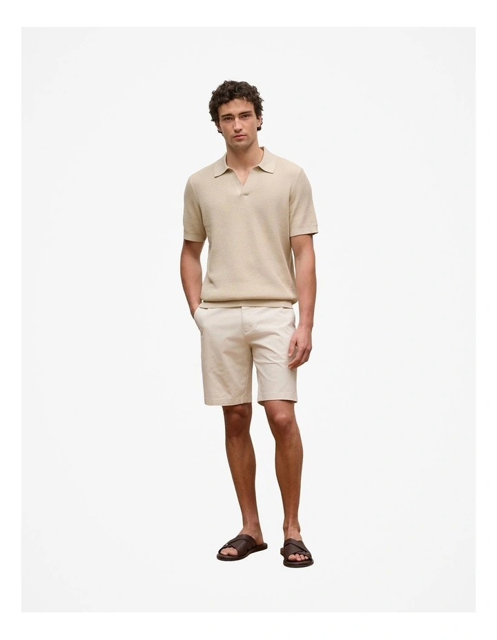 Texture Knit Short Sleeve Polo in Stone image 3