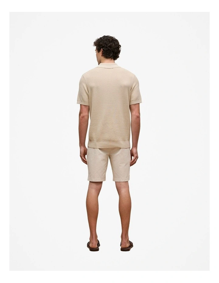 Texture Knit Short Sleeve Polo in Stone image 5