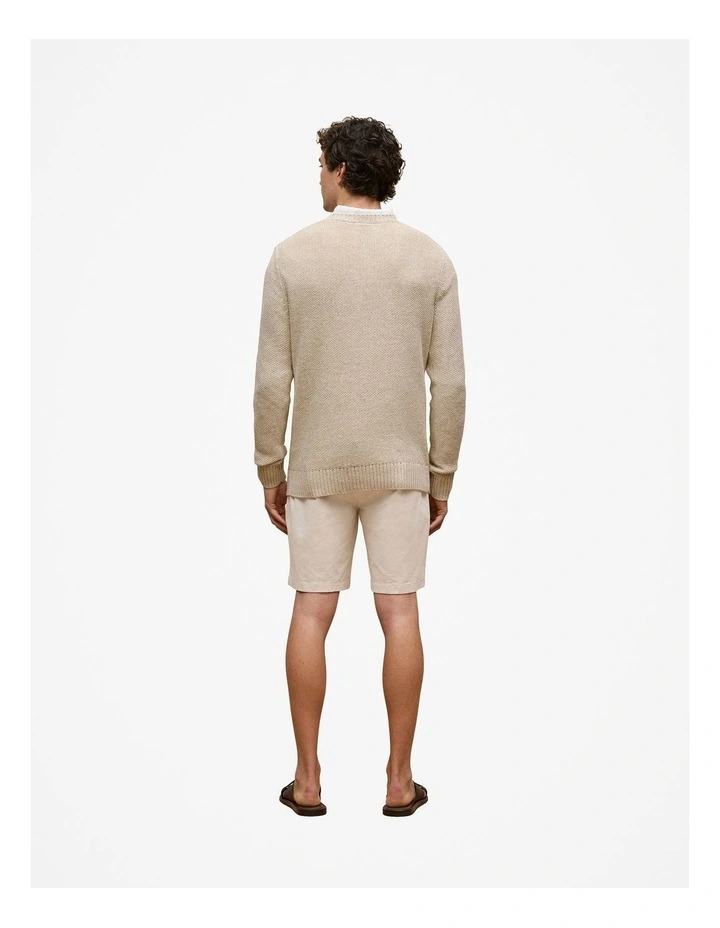 Linen Cotton Texture Knit Crew in Flax image 6