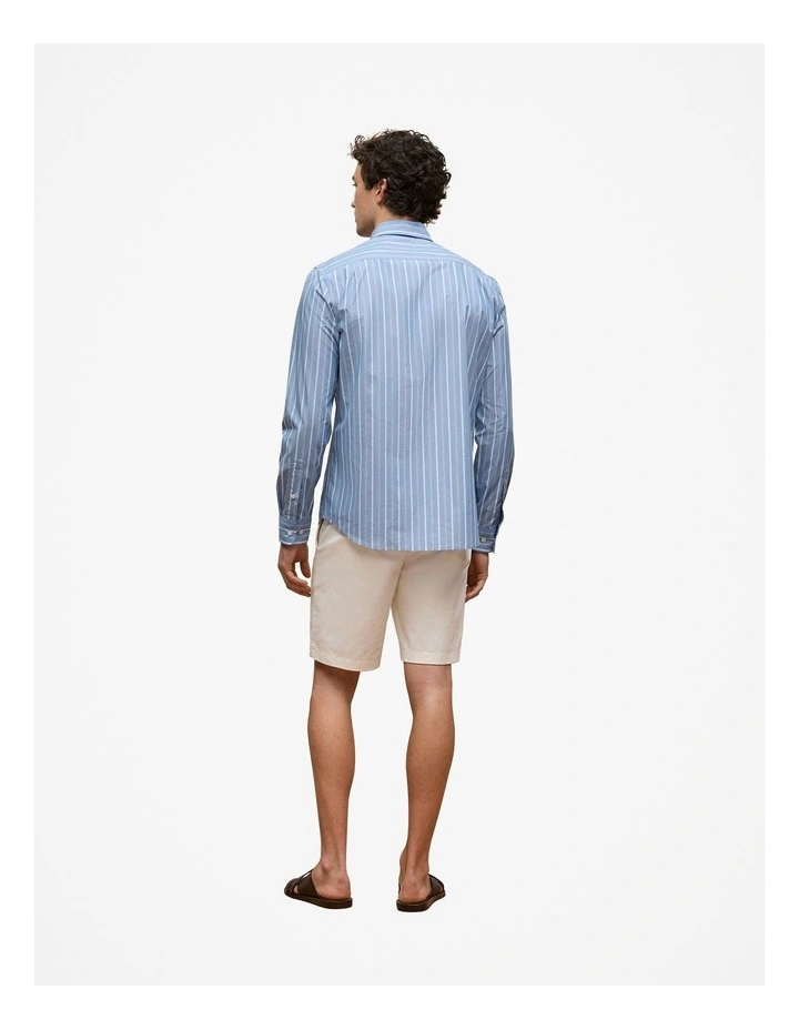 Regular Fit Poplin Stripe Long Sleeve Shirt in Dusty Blue image 6