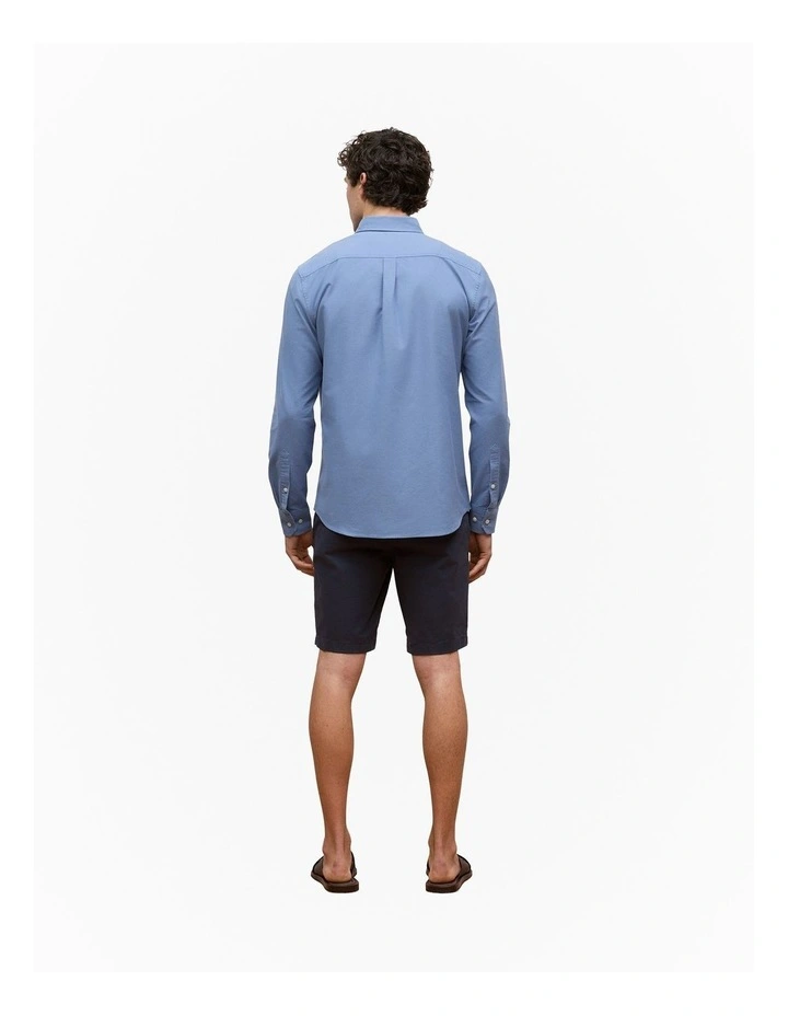 Regular Fit Cotton Oxford Monogram Shirt in Dusty Blue image 5