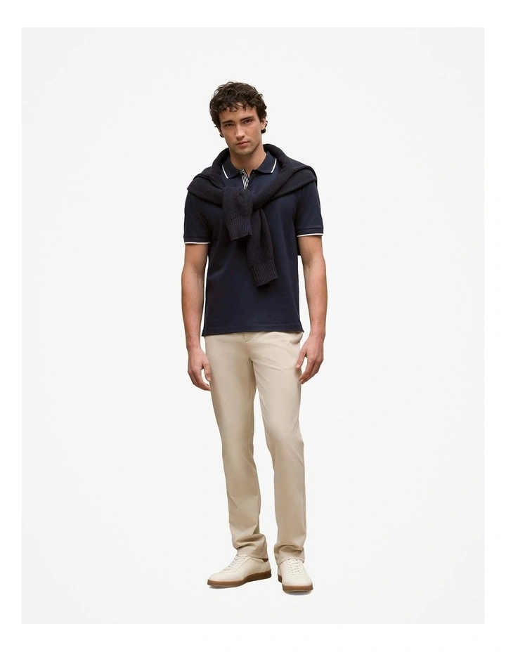 Mercerised Cotton Tipped Polo in Navy image 2