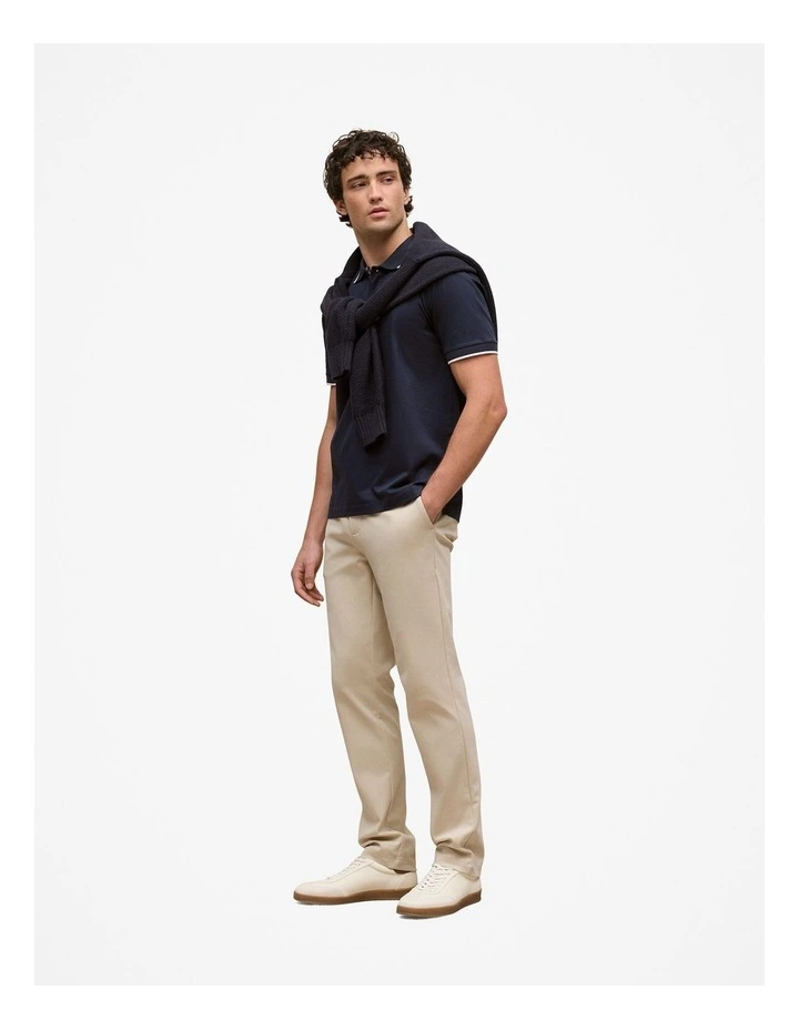 Mercerised Cotton Tipped Polo in Navy image 4