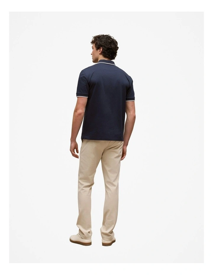 Mercerised Cotton Tipped Polo in Navy image 5