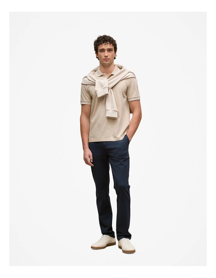 Mercerised Cotton Tipped Polo in Fawn image 2