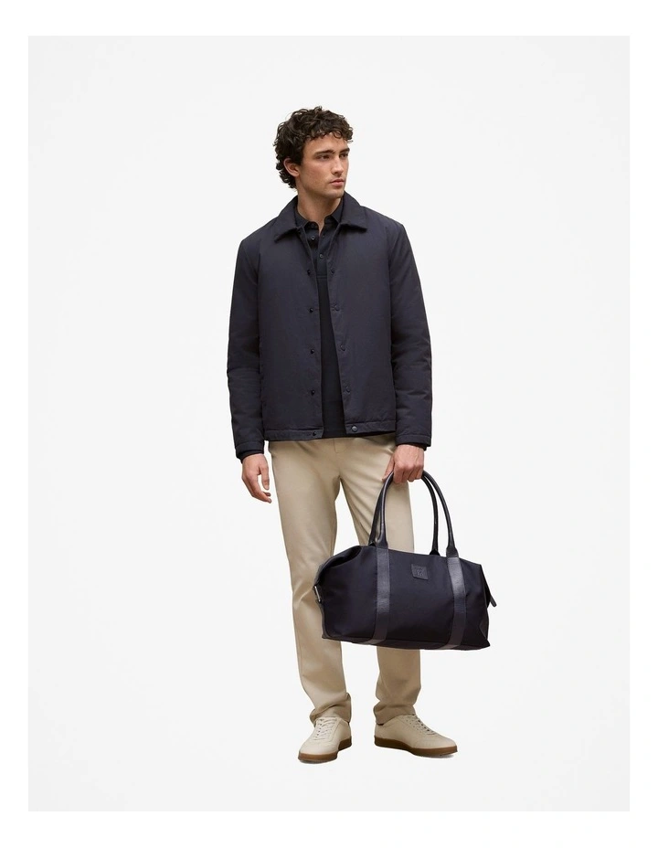 Micro Pique Monogram Long Sleeve Polo in Navy image 2