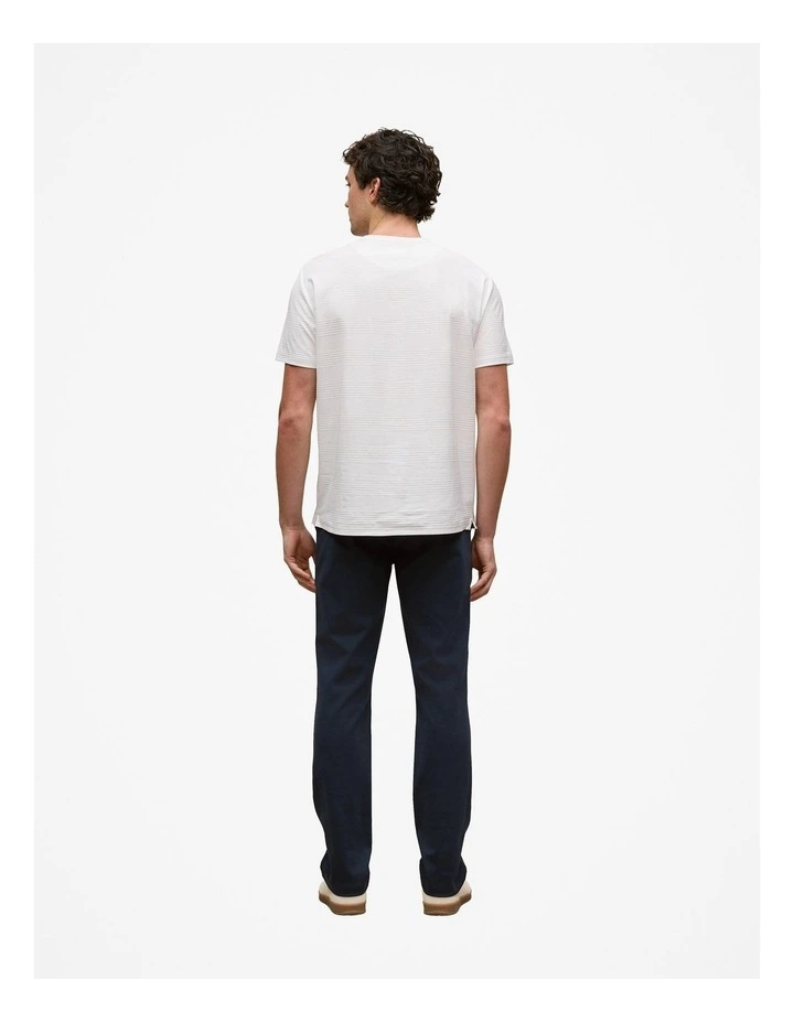 Cotton Jacquard Stripe T-shirt in White image 5
