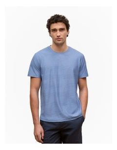 Cotton Jacquard Stripe T-shirt in Dusty Blue