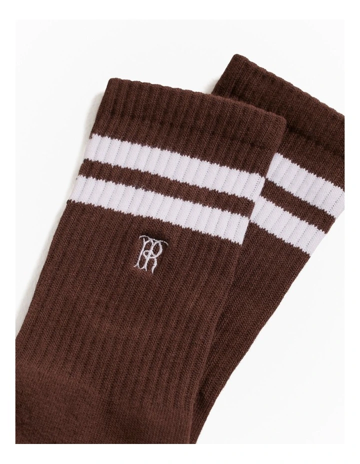 Monogram Rib Sport Sock in Rich Brown image 2