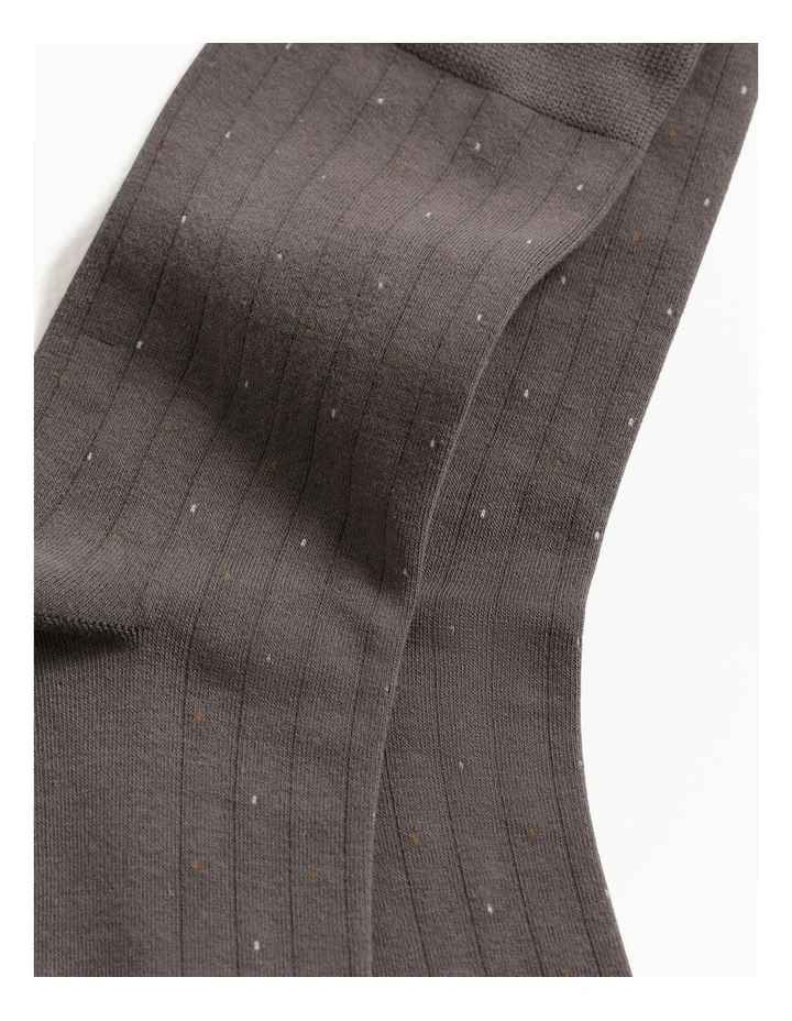 Dot Rib Crew Sock in Cinder image 2