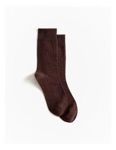 Dot Rib Crew Sock in Espresso