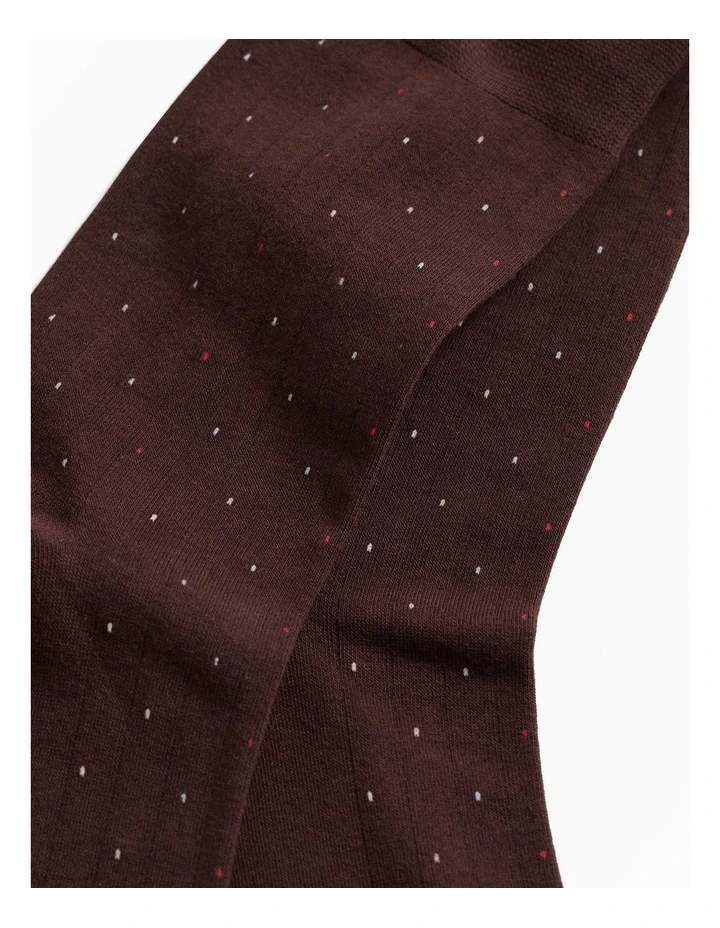 Dot Rib Crew Sock in Espresso image 2