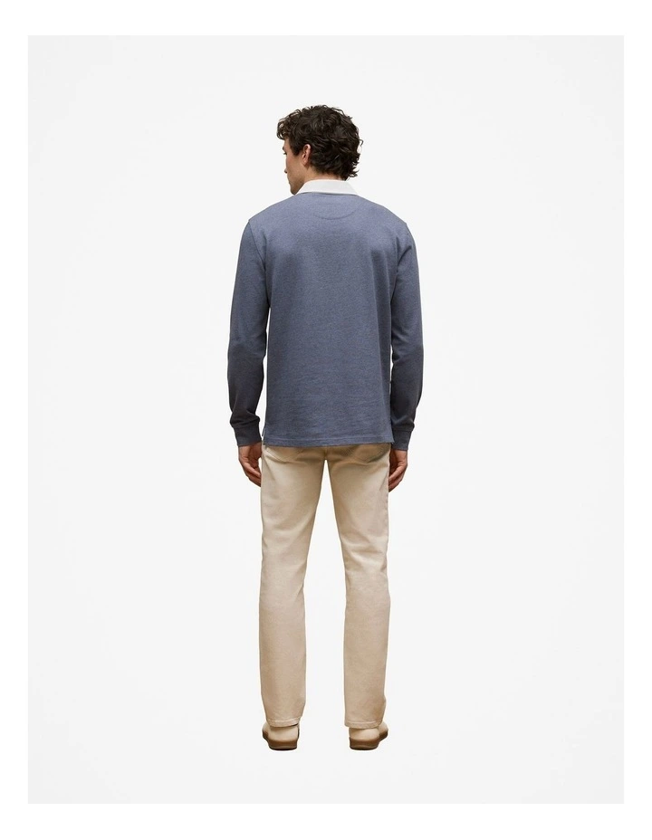 Cotton Jersey Monogram Rugby in Denim Blue Marle image 5