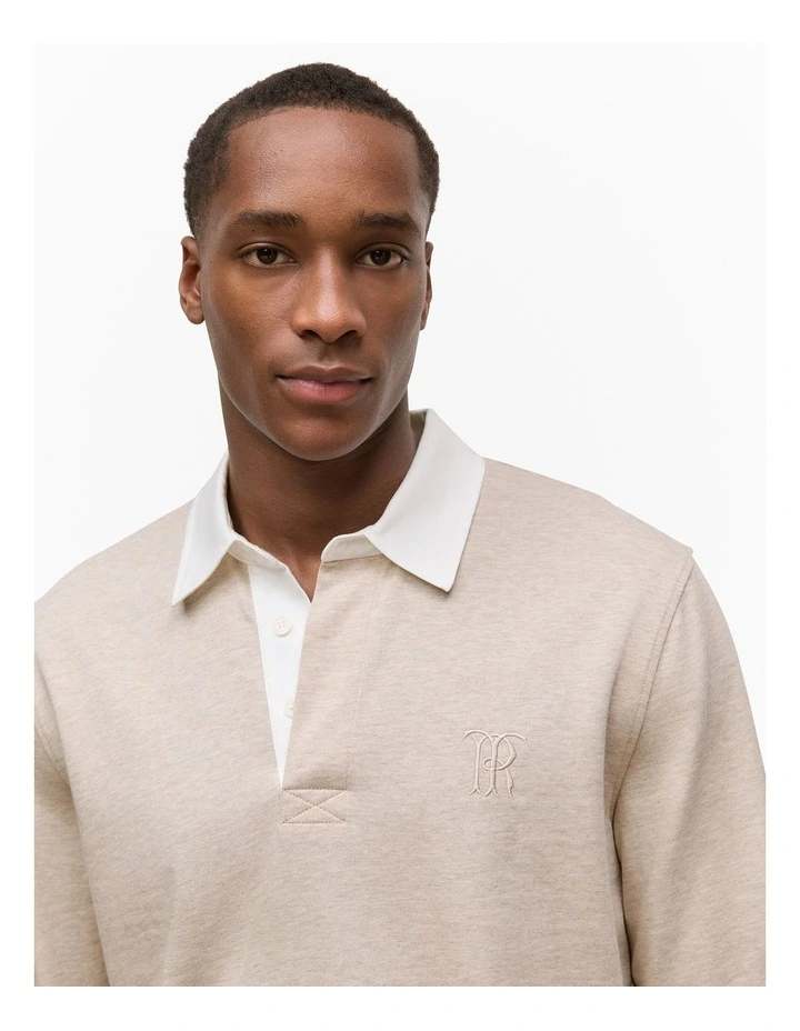 Cotton Jersey Monogram Rugby in Oat Marle image 3