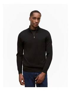 Merino Half Zip in Black