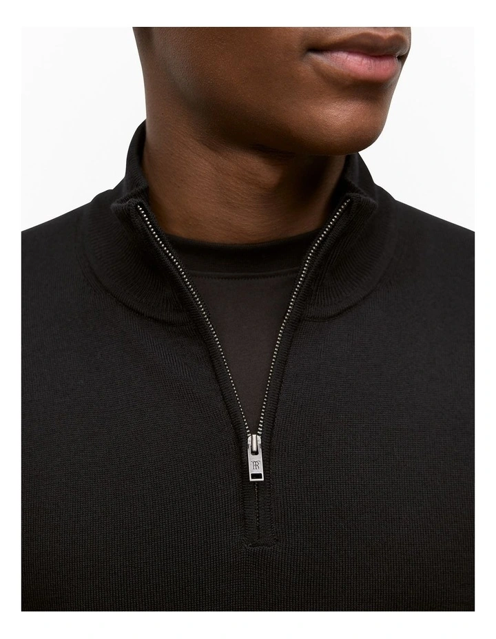 Merino Half Zip in Black image 3