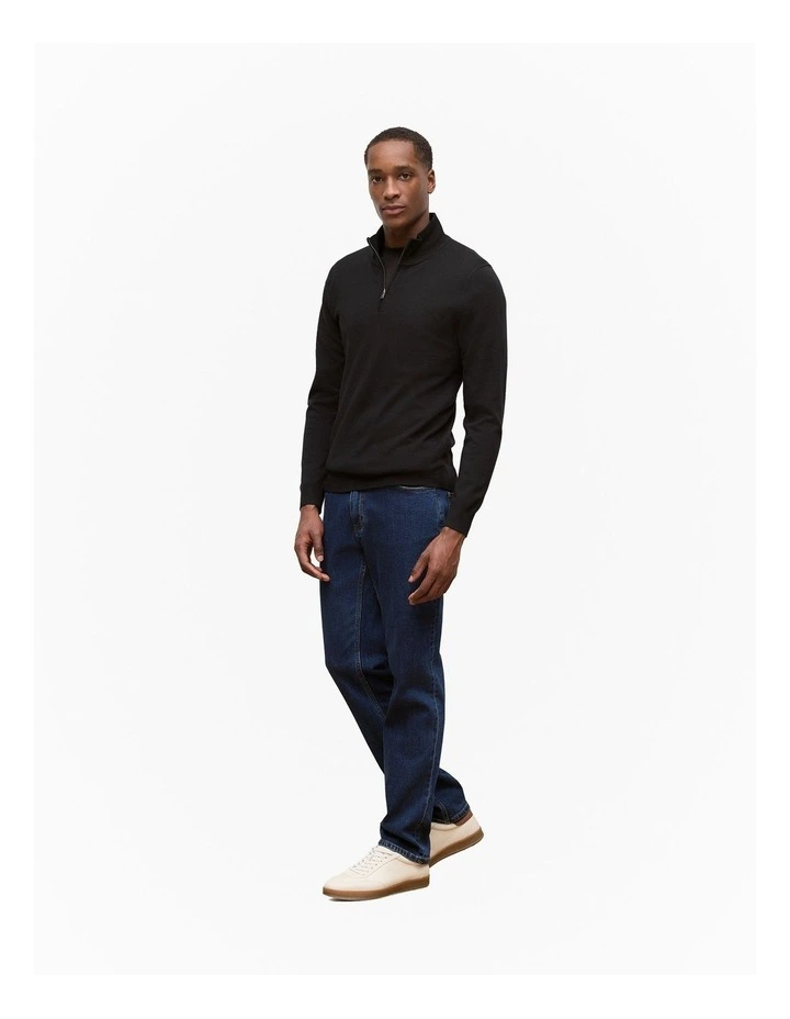 Merino Half Zip in Black image 4