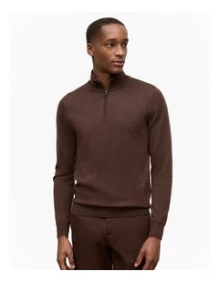 Merino Half Zip in Espresso