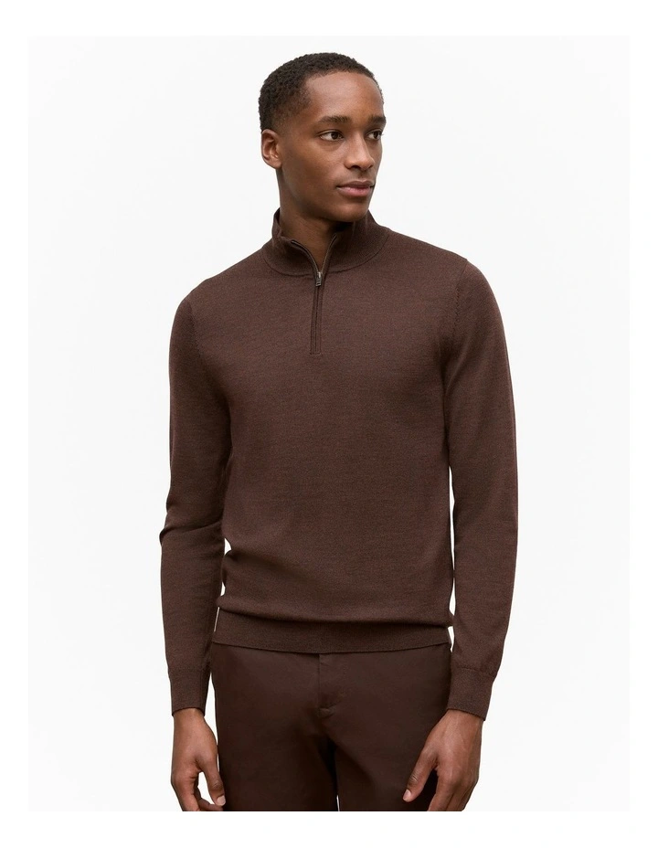 Merino Half Zip in Espresso image 1