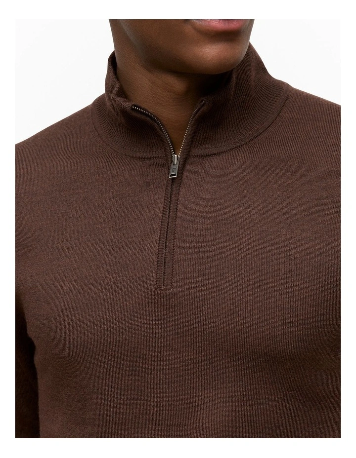 Merino Half Zip in Espresso image 3