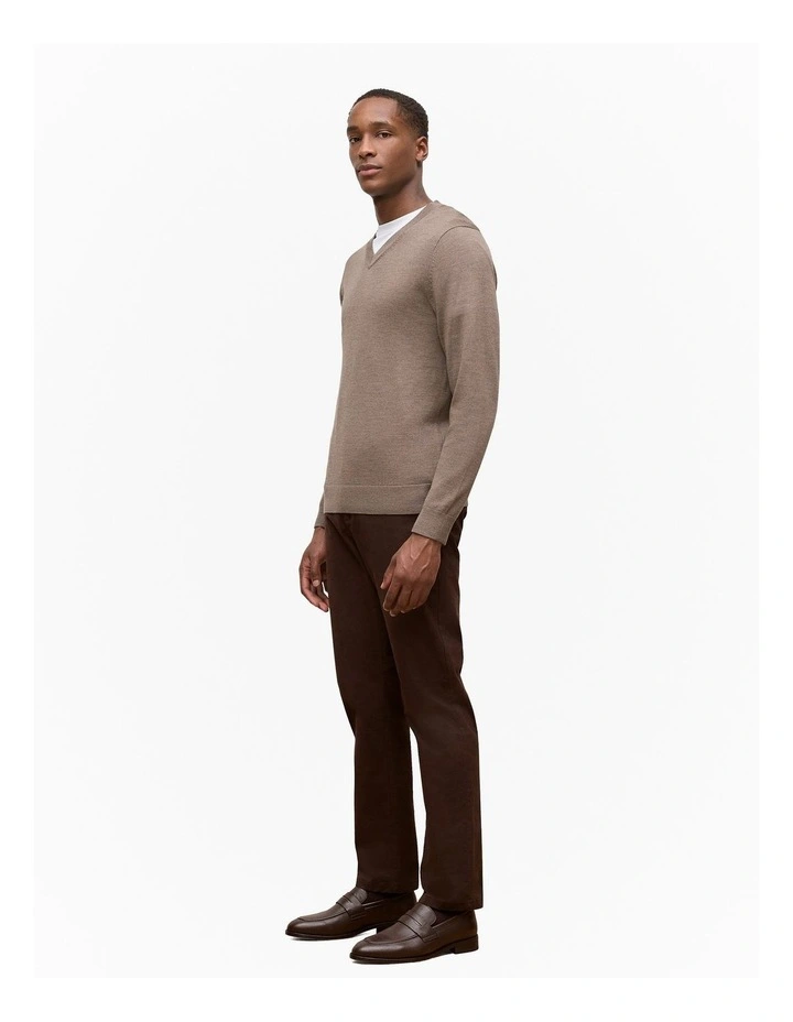 Merino V Neck in Cocoa image 4