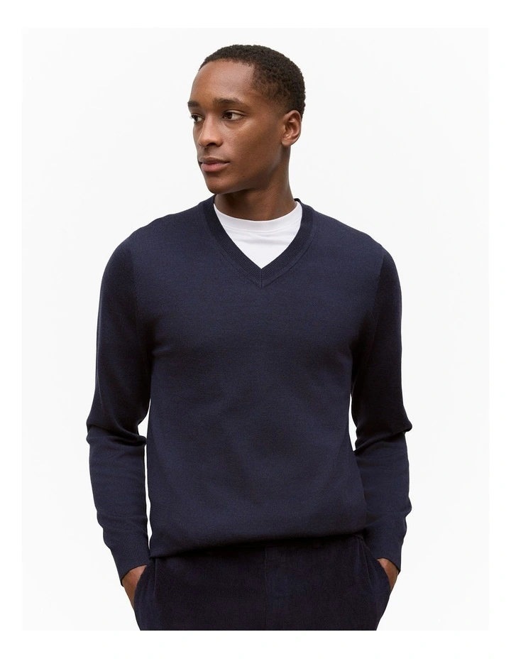 Merino V Neck in Night Sky image 1