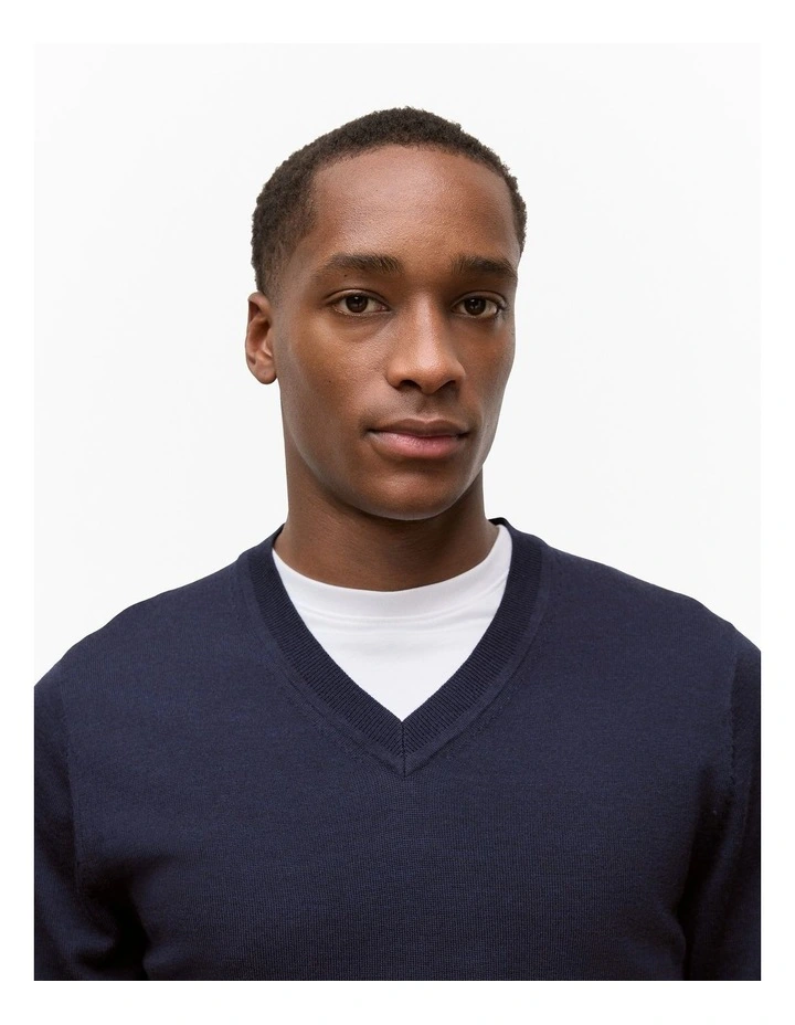 Merino V Neck in Night Sky image 3