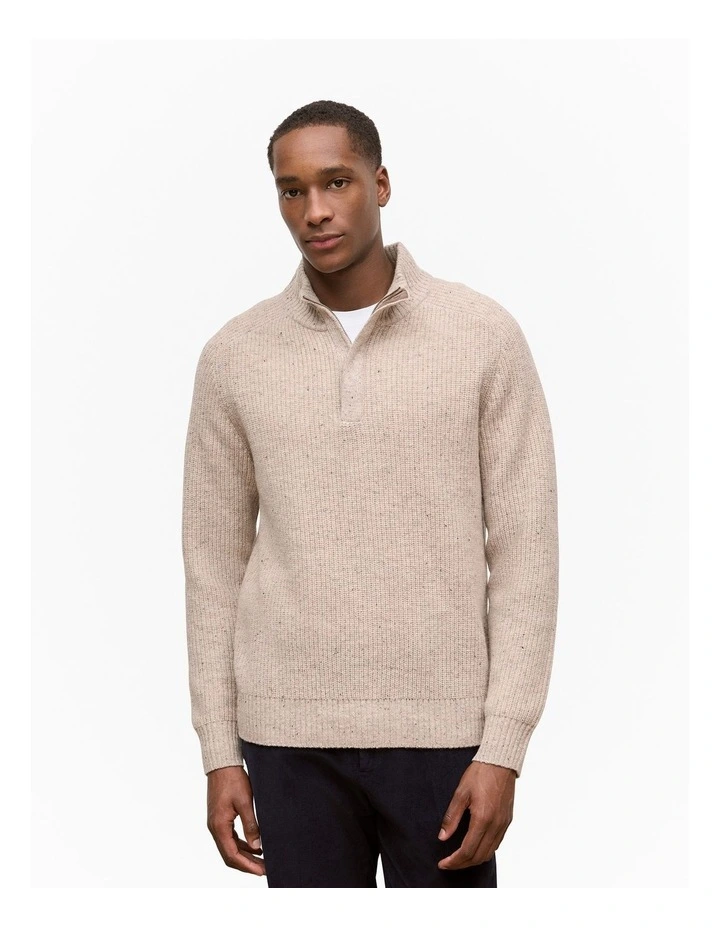 Merino Nep Half Zip Pullover in Fawn image 1