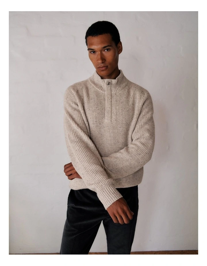 Merino Nep Half Zip Pullover in Fawn image 2