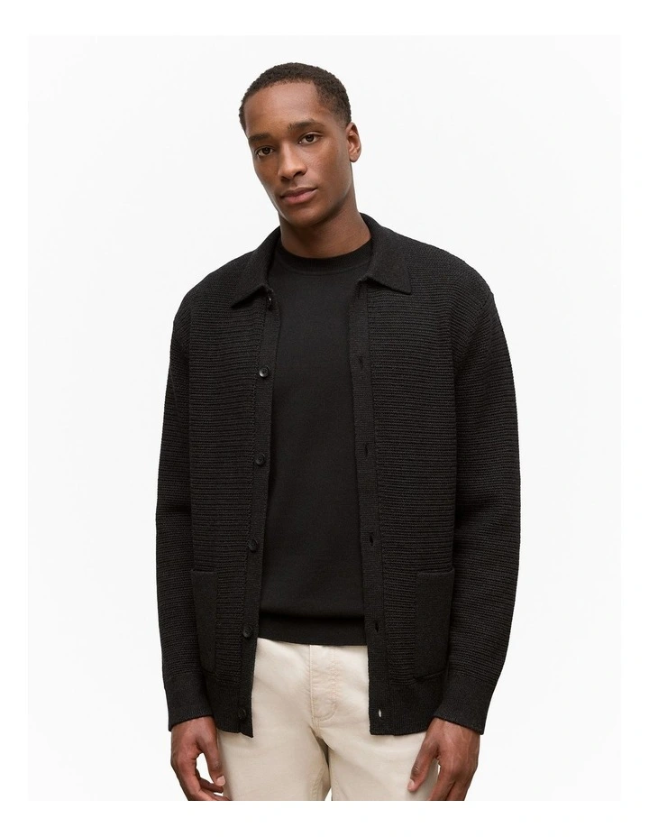 Merino Textured Shacket in Charcoal Melange image 1