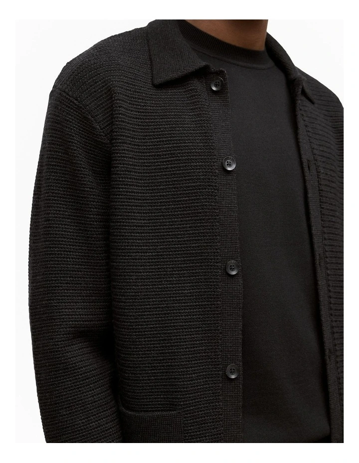 Merino Textured Shacket in Charcoal Melange image 4