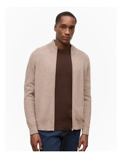 Cashmere Zip Through Knit in Natural